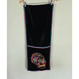 Spooky Night Beaded Skull Velvet Table Runner 14 X 73" Whimsigoth Goth